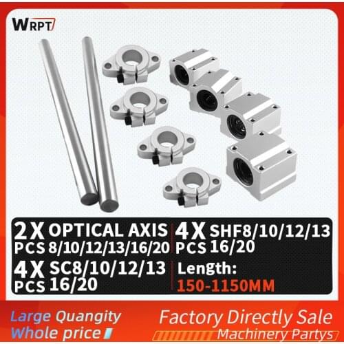 2 optical axes8/10/12/13/16/20mm + 4 SCS8/10/12/13/16/20+ 4 SHF8/10/12/13/16/20 for engraving machine, printer, L = 150MM-1150MM