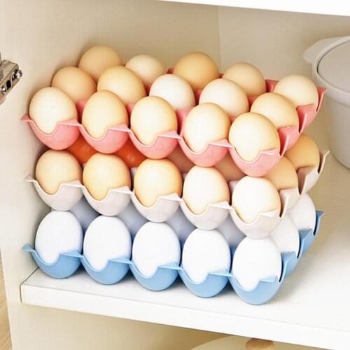2Pcs Eggs Rack Multi-Color Reusable Plastic 15 Grids Eggs Storage Plate for Kitchen Home Storage Organization Storage Trays