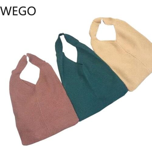 2020 Korean fashion handbags handbag Hand-knitted woolen bag color soft portable female wool open sweater bag