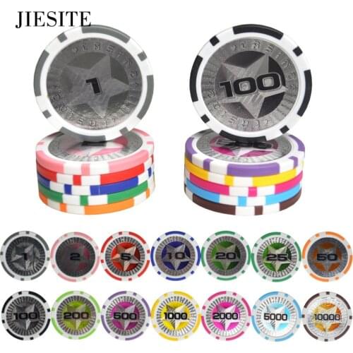 25pcs/set Poker Chips Hold'em Poker Monte Carlo Hot sell Multi-col 11.5g ABS/Iron Casino Poker Chips Casino Accessories