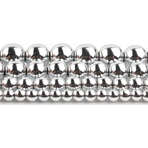 AAA Natural Stone Beads Silvers Plated Hematite Beads For Jewelry Making 15inch 3/4/6/8/10mm Round bedas Diy Bracelet