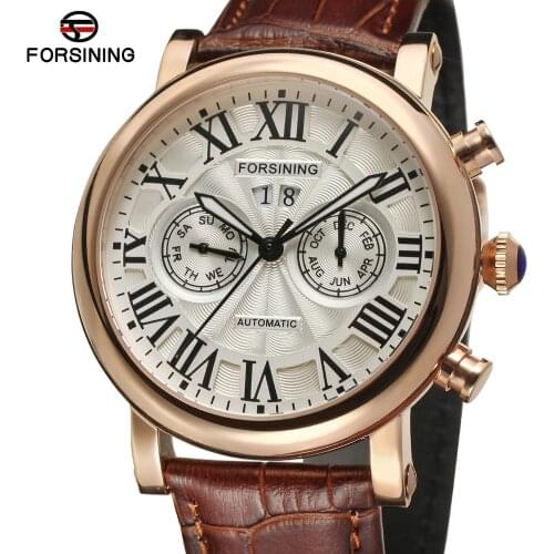 Forsining Tourbillon Roman Digital Ripple Dial Mens Mechanical Watch Fashion Sports Casual Male Wristwatches Clock Relogio