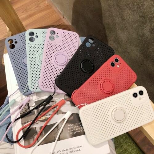 Breathable Mesh Soft Silonce Ring Case For iPhone X XR XS 11 12 mini Pro Max 8 Plus SE 2020 Heat dissipation Holder Phone Cover