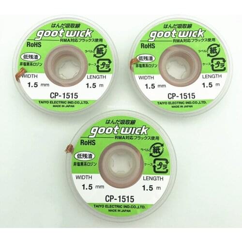 GOOT Wick Desoldering Wire 1.5/2.0/2.5/3.0/3.5mm 1.5m Solder Remove BGA Repair CP-1515 CP1515 CP2015 CP2515 CP3515 3015