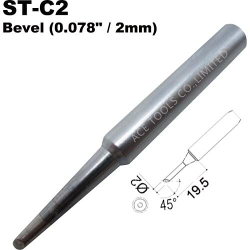 ST-C2 Soldering Tips Bevel 2mm Fit WELLER SP40L SP40N SPG40 WP25 WP30 WP35 WLC100 Replace Iron Pencil Handle Nozzle Welding Bit