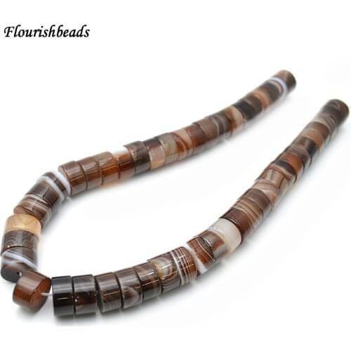 High Quality 8x15mm Banded Coffee color Agate Stone Disk Round Slice Loose Beads