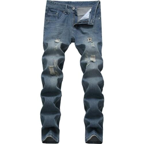 Mens cotton Japanese and Korean long jeans casual stretch jeans fashion large size 28-42