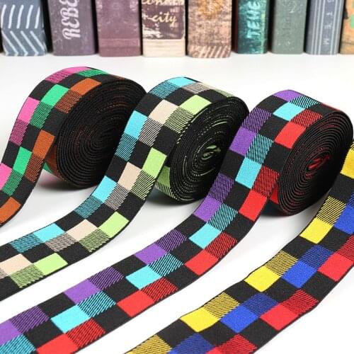 Nylon Elastic Band 40mm Printing Lattice Elastic Ribbon Swimsuit Stretch Cross-border Clothing Webbing Sewing Accessories 1M
