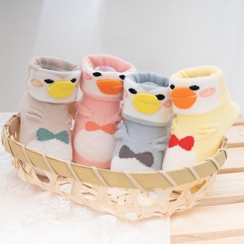 New Baby Socks Cute Cartoon Penguin Newborn Cotton Socks Girls Non-Slip Breathable Cotton Socks