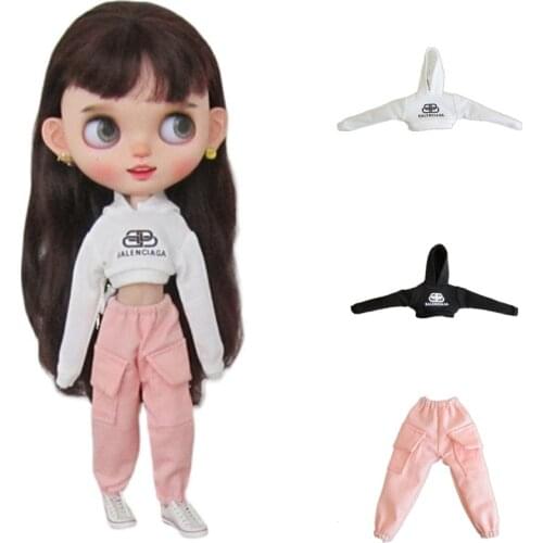 Black White Color Blyth Doll Clothes 1/6 Doll Short Sport Sweater Shirt For Blyth Doll Clothing Diy Doll Accessories