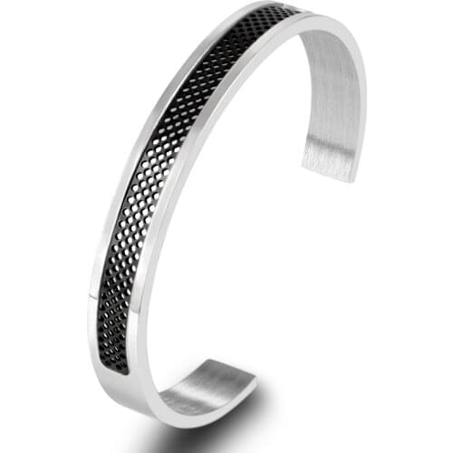 Punk Jewelry Geometry Chain Link Bangles Stainless Steel Black Color Bracelet for Women Men Fashion Bijoux Accessories NEW 2020