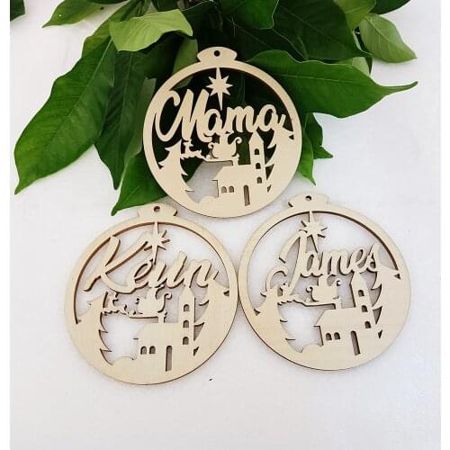 Christmas Custom Gadgets Personalized Name Decorations Laser Cutting Christmas Ball Decoration With Name Custom Gift Tags