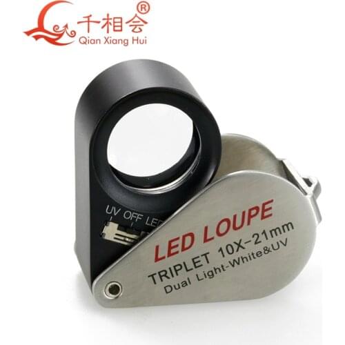 Handheld 10X 20x 30x Foldable Metal Magnifying Glass Ring LED add UV Illuminated Lamps Jewelry Magnifier Loupe
