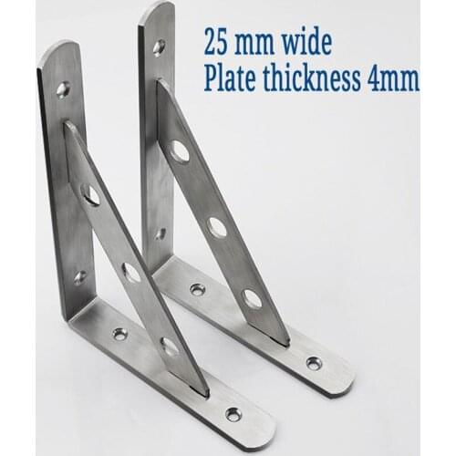 2pcs Thicken Stainless Steel Triangular Bracket Load-Bearing Wall Laminates Partition Support Frame Plate Thickness 4mm