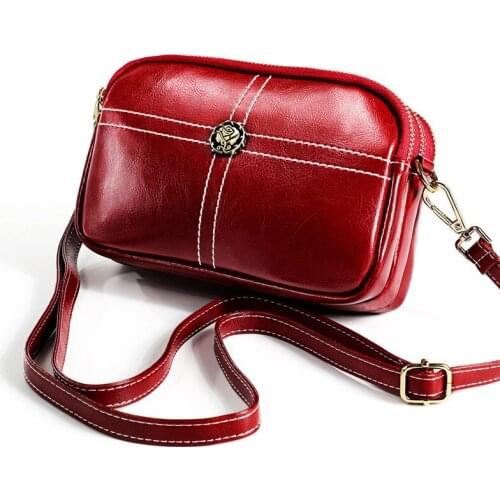 Women Small Flap Cow Leather Womans Handbag For Girl Ladies Solid Casual Messenger Bags Oil Wax Genuine Leather Cross Body Bags