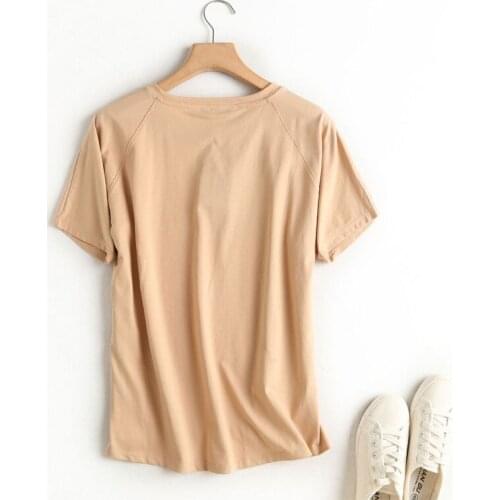 Women Summer Short Sleeve Thin T-Shirt England Simple Style Solid Color Basic O-Neck Cotton Harajuku Loose Fit Tee Tops Streetw
