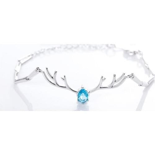 Sole Memory Cool Fresh Antler Crystal Christmas Gift 925 Sterling Silver Female Resizable Bracelets SBR236