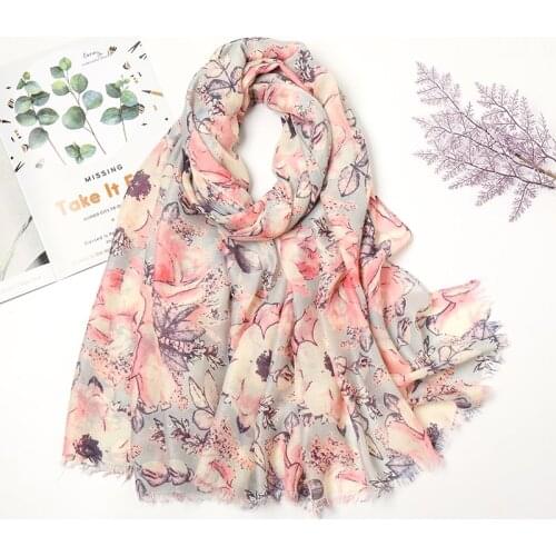 Women Muslim Printed Hijab Scarf Femme Musulman Viscose Cotton Headscarf Islamic Hijab Large Size Shawls and Wraps 180*95cm