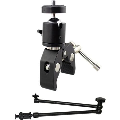 1 Pcs 20Inch Adjustable Articulating Friction Magic Arm & 1 Pcs DSLR Ball Head Shoe Mount Camera Ball Mount Clamp