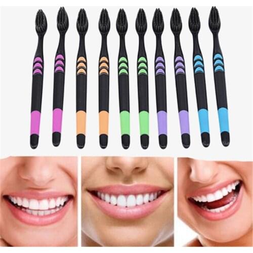 10PCS/Set Adults Soft Bristle Toothbrush Ecological Toothbrush Healthy Health Toothbrush Bamboo Charcoal Toothbrush