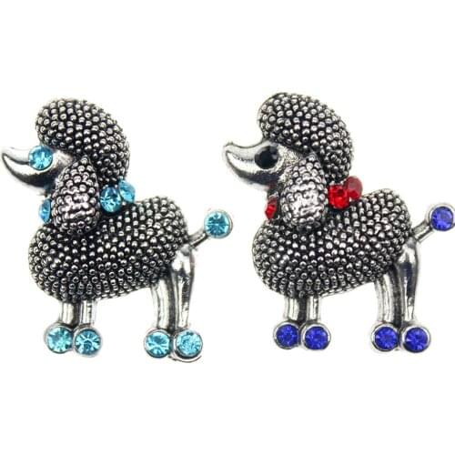 10pcs/lot New 18MM Snap Jewelry Poodle Rhinestone Metal Snap Buttons fit 18mm Snap Bracelet Bangle For Women Jewelry