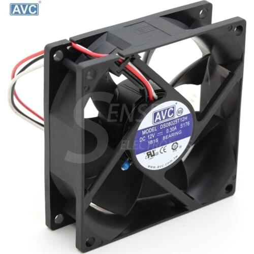 For AVC 8025 80mm 8cm DS08025T12H DC 12V 0.3A 3-pin computer case pc Cooling Fans