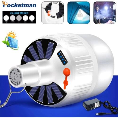 300W LED Camping Light Solar Charge Lantern Energy-saving Bulb Night Market Light Mobile Outdoor Power Outage Emergency Lamp