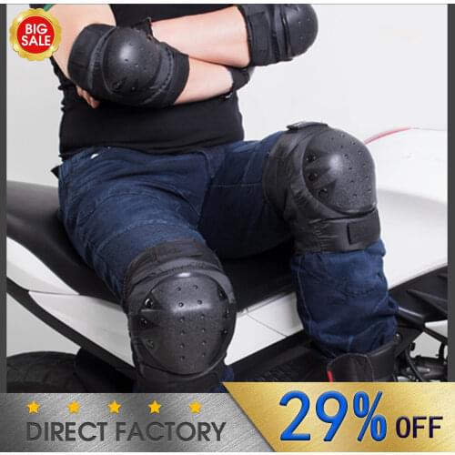 4Pcs Black Protective Pads Kit Knee Brace and Elbow Guards Bicycle MTB Motorcycle Knee Support Protective Pads Outdoor Sports