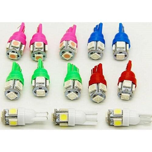 5 pcs Car T10 White LED 5050 5SMD Wedge Light Bulb 5W 80LM194 168 2825 192 Width Indicator Light Car LED Bulb Car Accessorie