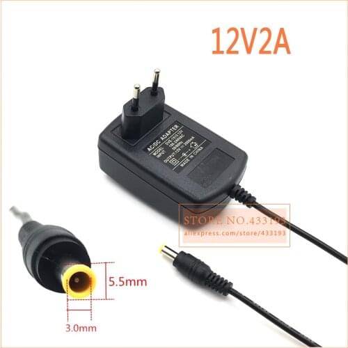Free shipping 1X 12V2A AC 100V-240V Converter Adapter DC 12V 2A 2000mA Power Supply EU Plug 5.5mm x3.0mm general With the needle