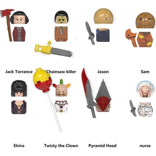 Disney Jack Skellington Happy Halloween Terror Scream Joker Pumpkin Zombie Ghost Vampire Figures Building Blocks Bricks Kid Toy