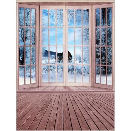 Photography Backdrop 200x250cm Bright Windows Dark Wood Floor Backdrops for Photo Studio Digital Printed Photo Background Cloth