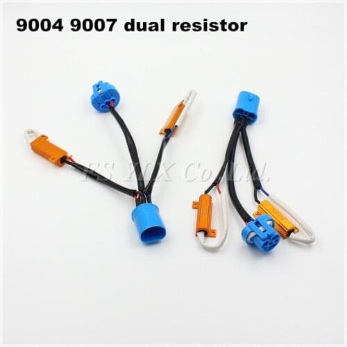 FSYLX 2pc 9007/9004 50w 6ohm Canbus decoder canceller led HID xenon fog headlight lamp Error Free Load Resistor Wiring Harness