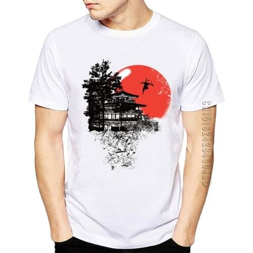 New style summer man t-shirt Japanese Temple jump and fly Japan Armored Samurai Printed men t shirt tops