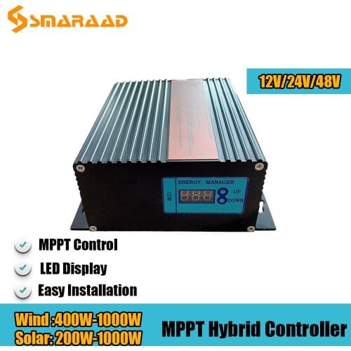 12V 24V 48V 1000w Hybrid Wind Solar Charge Controller MPPT 40A 30A 20A Regulator for Wind Generator PV Match Lithium Battery