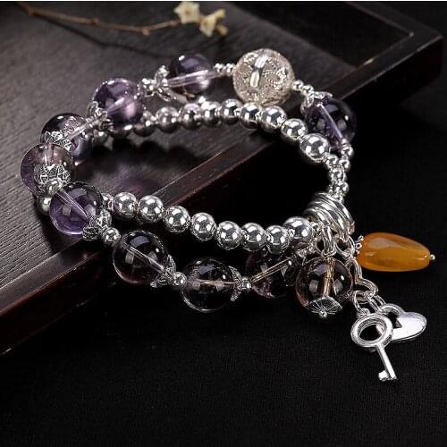 And art individuality, original pure Silver Amethyst, honey wax, silver pearl, pearl, fashion, bracelet, silver jewelry