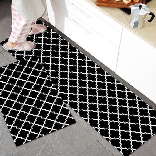 Checkered Kitchen Mat Set Long Strip Carpet Nordic Minimalist Floor Mat Welcome Mats Absorbent Rug Entrance Doormat Anti Slip