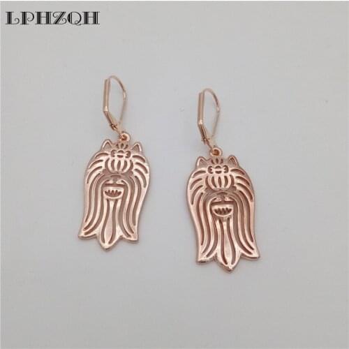 LPHZQH Fashion Hollow Animal Hippie Cute Yorkshire Terrier Dog Earings For Women Girl Lovers Christmas Birthday Gift Jewelry