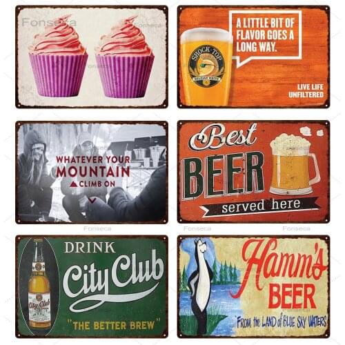 Dessert Cake Metal Signs Tableware Beer Tin Poster For Bar Coffee Shop Kitchen Home Decoration Wall Art Iron Painting 20x30cm