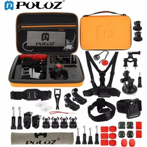 PULUZ for Gopro Accessories 45 in 1 Combination Kit with Orange EVA Case stocker for GoPro HERO5 HERO4 Session HERO 5 4 3+ 3 2 1
