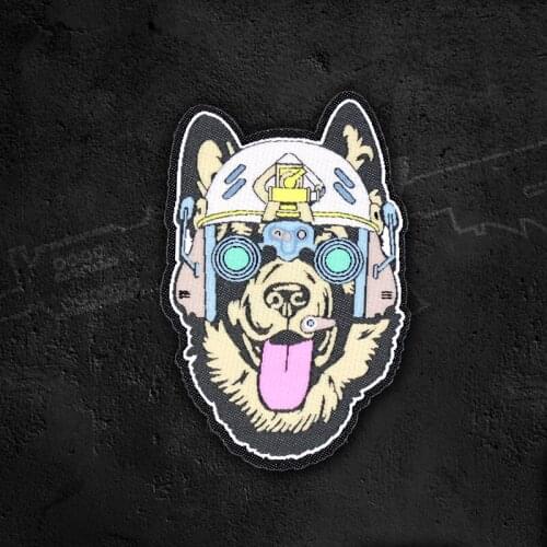 Animal Embroidery Patches German Shepherd K9 Tactical Night Vision Device Velcro For Clothing Applications Badge Human Friend