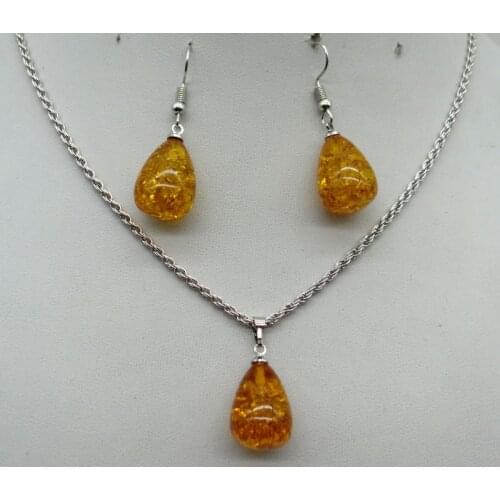 Natural stone Quartz Crystal Turquoises Water drops Amber earring pendant for diy Jewelry making necklace earring Accessories