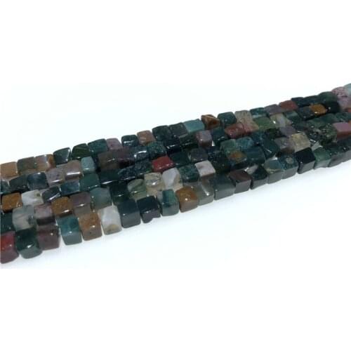 Natural 4mm Square Cube Indian Agates Stone Gemstones Loose Beads Crystal Energy Stone Power Beads for Jewelry Making 15"
