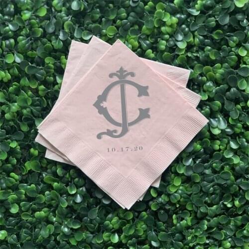 Fancy Monogram - Personalized Wedding Napkins, Rehearsal Dinner, Engagement Party, Custom Bar Napkins, Custom Wedding Napkins