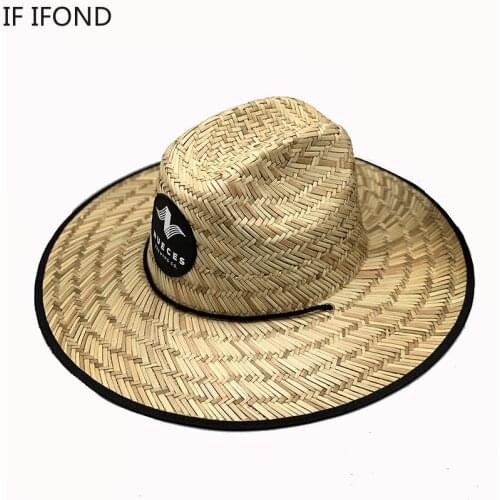 New Popular Tied Rope Lifeguard Hat Summer Sun Straw Hat Ladies Big Eaves Vacation Beach Panama Hats