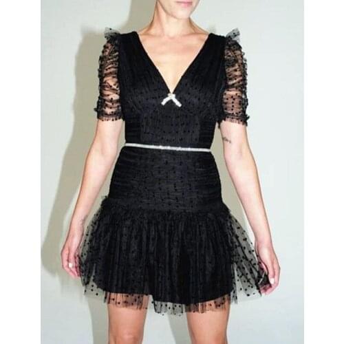 2021 New Arrive V-neck Women Mini Dress Summer Lace Dress