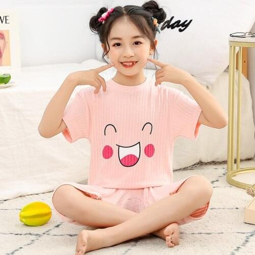 Children Pajama Sets for Boys Girls Kids Night Sleepwear Tops + Shorts Fashion Soft Breathable Cartoon Summer Pajamas Clothing