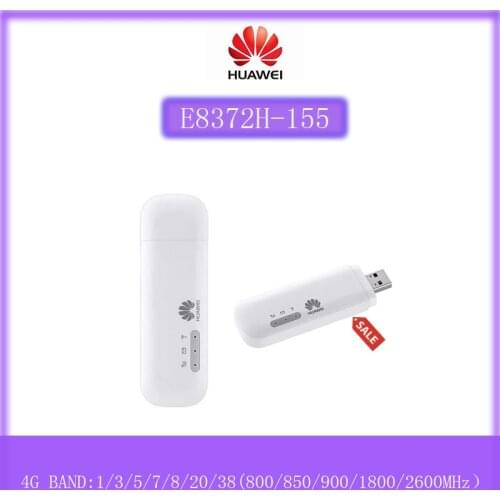 Unlocked Huawei E8372h-155 USB WiFi Modem 4G 150Mbps LTE FDD Band 1/3/5/7/8/20 TDD Band 38/40/41 3G Mobile USB Dongle