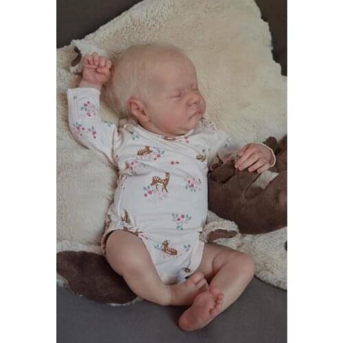 19In Realistic Baby Girl Doll with Eye-Closed Lifelike Newborn Sleeping Doll Caucasian Reborn Early Learning Infant Gift