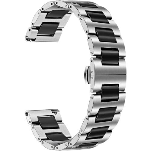 Band for Samsung Galaxy Watch 3 41mm 45mm Straps 20mm 22mm Ceramic Stainless Steel Loop Wristband for Active2 40mm 44mm Bracelet